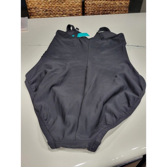 NWT Black Aqua Green Women's Swimsuit One piece Adjustable Strap Size M - Picture 9 of 12